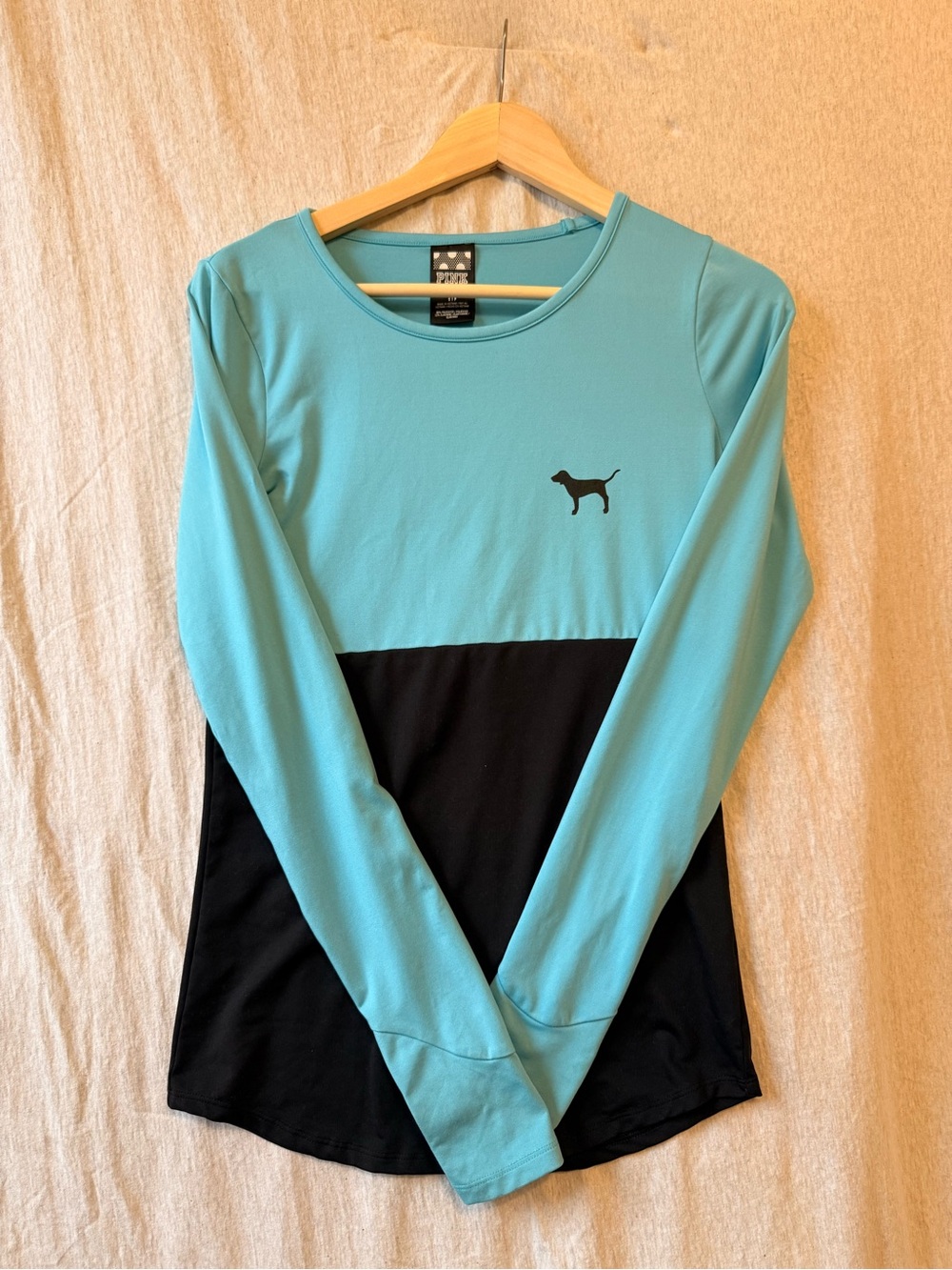 PINK Victoria's Secret Aqua Crewneck Long Sleeve Top
